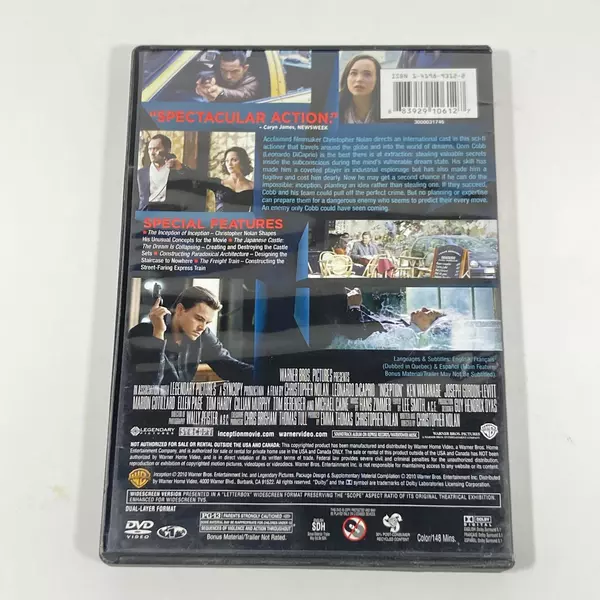 Inception DVD 2010 Leonardo DiCaprio Ellen Page Good Condition As-Is