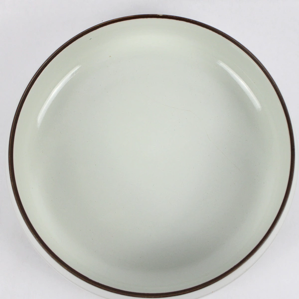 Vintage Denby Stoneware Bowl Made In England 10.5 Inch White With Brown Rim