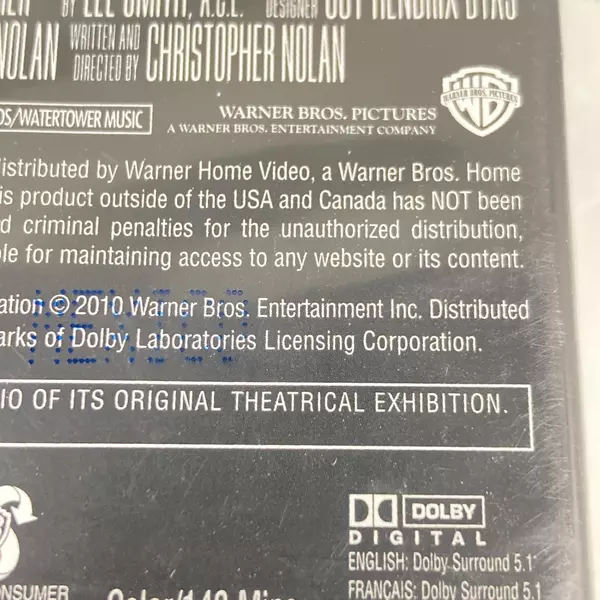 Inception DVD 2010 Leonardo DiCaprio Ellen Page Good Condition As-Is