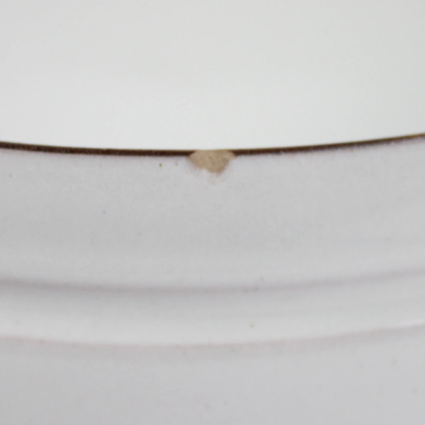 Vintage Denby Stoneware Bowl Made In England 10.5 Inch White With Brown Rim