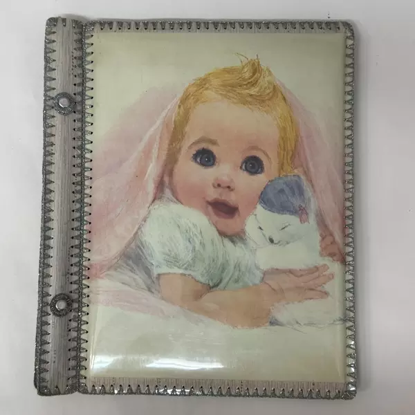 Vintage 1960s Northern Tissue Baby Print Plastic Cover Photo Or Scrapbook Album