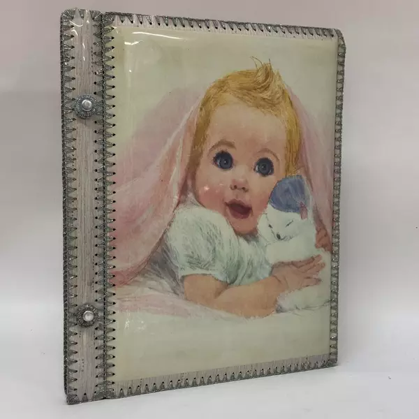 Vintage 1960s Northern Tissue Baby Print Plastic Cover Photo Or Scrapbook Album