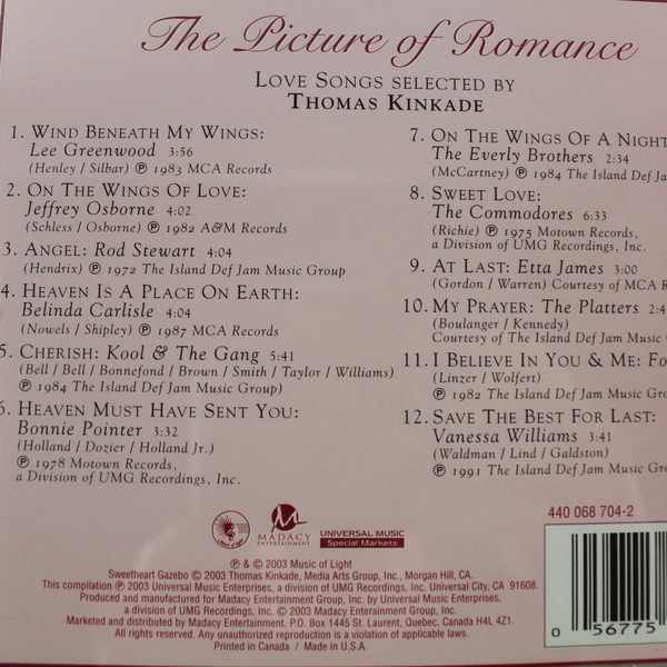 The Picture of Romance CD Album 2003 Compilation by Thomas Kinkade Good