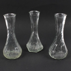 Lot of 3 Vintage Hoosier Clear Glass Bud Vases 6"