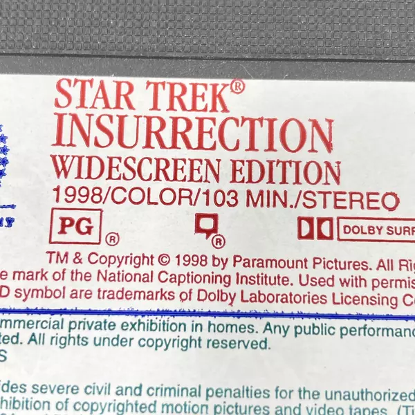 Star Trek Insurrection VHS 1999 Widescreen Pre-Owned Patrick Stewart