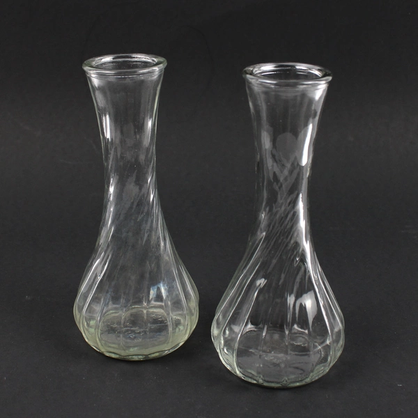 Lot of 3 Vintage Hoosier Clear Glass Bud Vases 6"