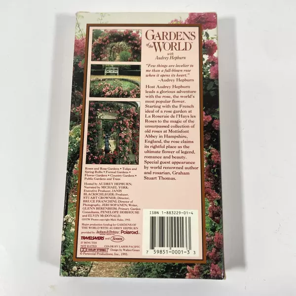 Gardens of the World VHS with Audrey Hepburn - 1993 Perennial Productions