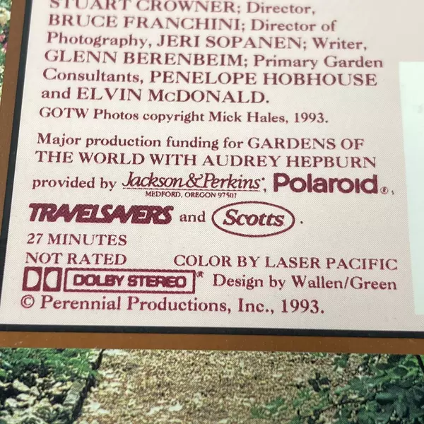 Gardens of the World VHS with Audrey Hepburn - 1993 Perennial Productions