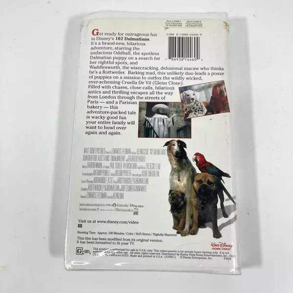 Disney's 102 Dalmatians VHS Clamshell - Pre-Owned Family Movie Rated G