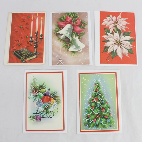 Lot of 5 Vintage Garrison Christmas Greeting Cards With Envelopes