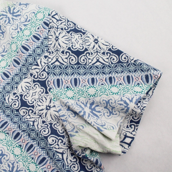 Christopher & Banks Petite White Blue Patterned Shirt Women's Size L