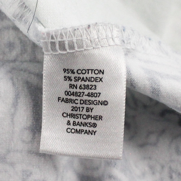 Christopher & Banks Petite White Blue Patterned Shirt Women's Size L