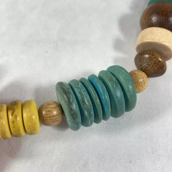 Handmade Multi Color Wood Bead Strand Necklace 25.5 Inch
