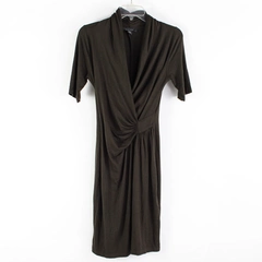 Karen Kane Faux Wrap Dress Women's Size XS Brown Short Sleeve Knee Length