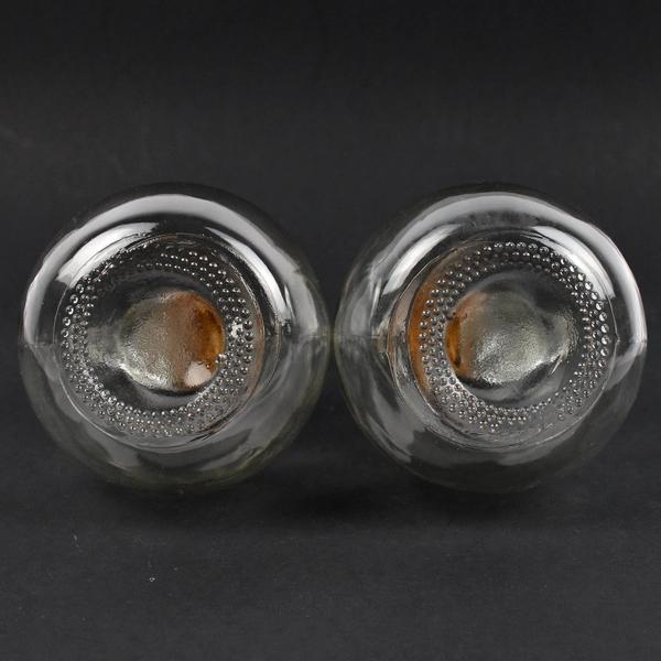 Set of 2 Unmarked Clear Glass Oil and Vinegar Cruets with Glass Stoppers