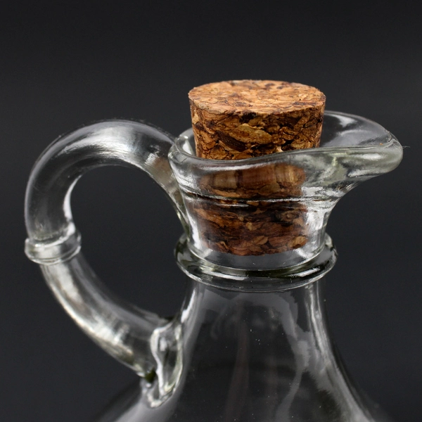 Set of 2 Unmarked Clear Glass Oil and Vinegar Cruets with Glass Stoppers