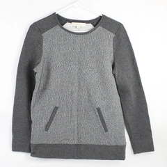 Ann Taylor LOFT Women's Gray Sweatshirt Top Kangaroo Pocket Pullover Size Small