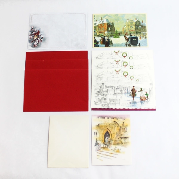 Lot of 5 Grand Award Christmas Greeting Cards With Envelopes Historical Art