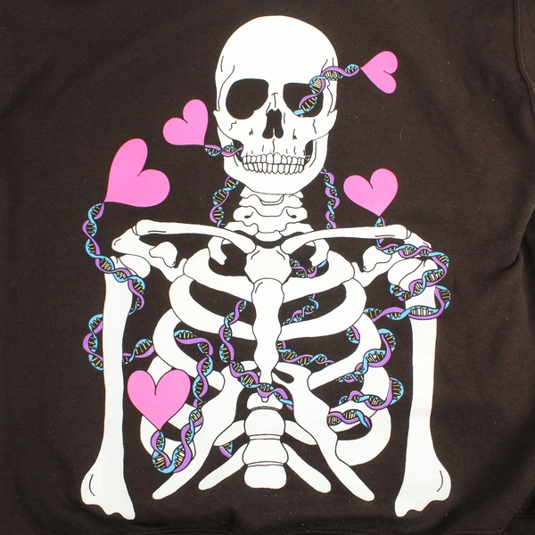 GILDAN Women's Medium Brown LANY Hoodie with Skeleton and Hearts