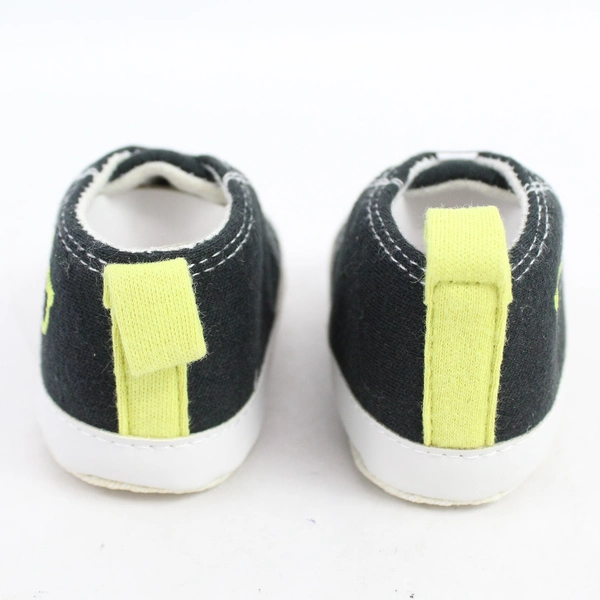 BabyGear Infant Sneaker Shoes Size 3-6 Month Black Neon Yellow Accents