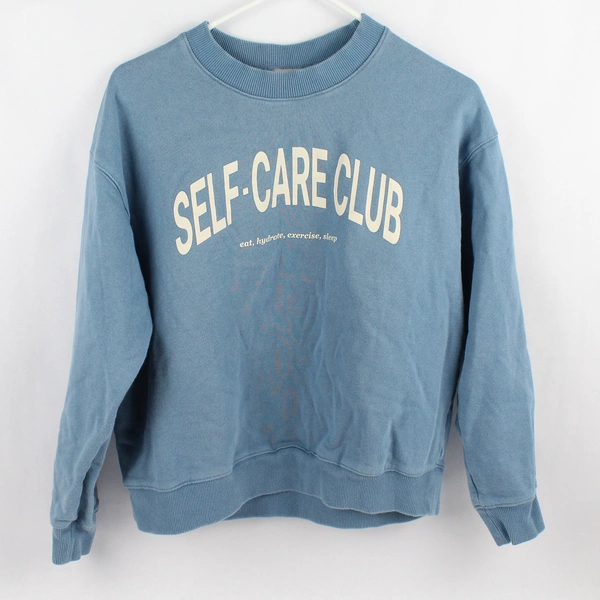 H&M Self Care Club Women's XS Light Blue Pull Over Sweatshirt