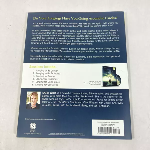 The Longing in Me Study Guide by Sheila Walsh 2016 Paperback - Good Condition