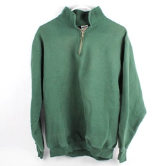 JERZEES Dark Green Pullover Men's Size Large No Hood And 1/4 Zip Up
