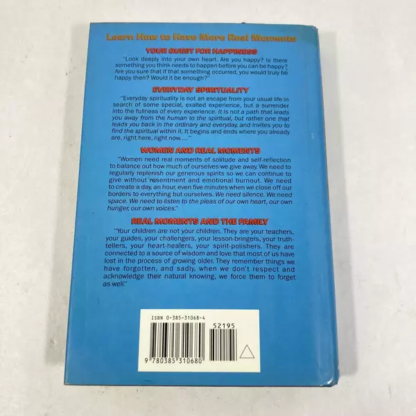 Real Moments by Barbara De Angelis 1994 Hardcover Book - Good Condition