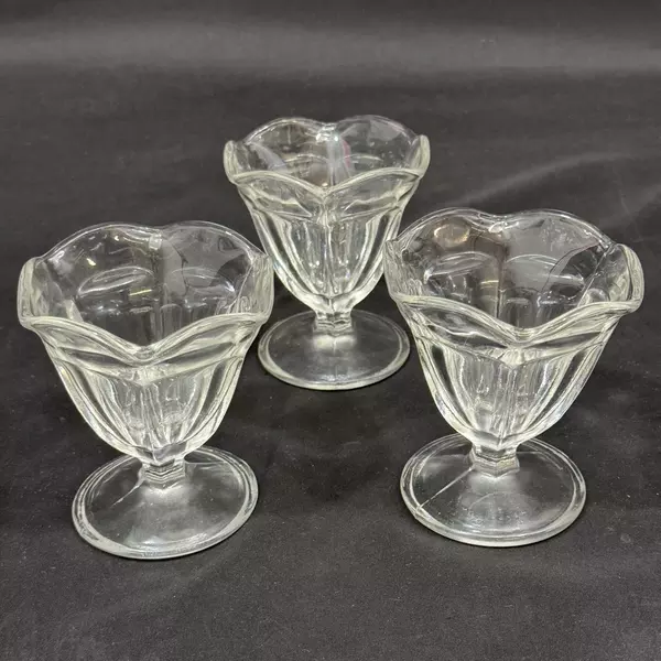 Lot of 3 Clear Glass Low Sherbet Dishes 4 Inch
