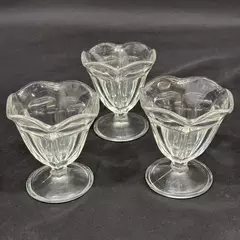 Lot of 3 Clear Glass Low Sherbet Dishes 4 Inch