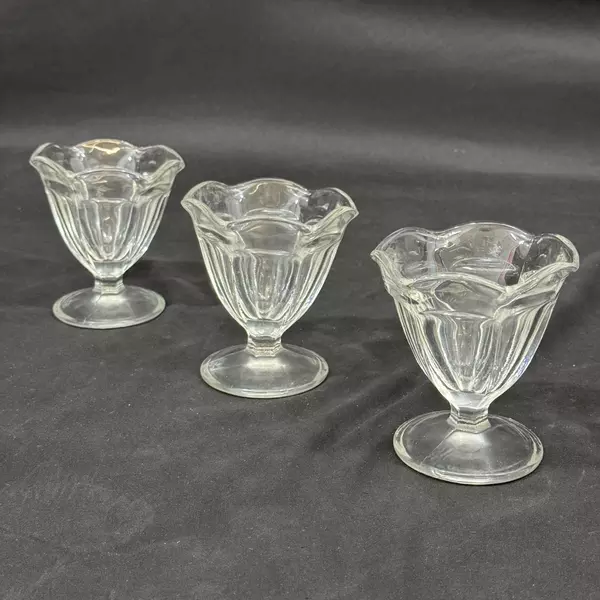 Lot of 3 Clear Glass Low Sherbet Dishes 4 Inch