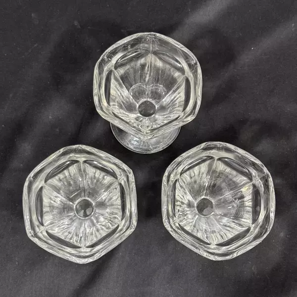 Lot of 3 Clear Glass Low Sherbet Dishes 4 Inch
