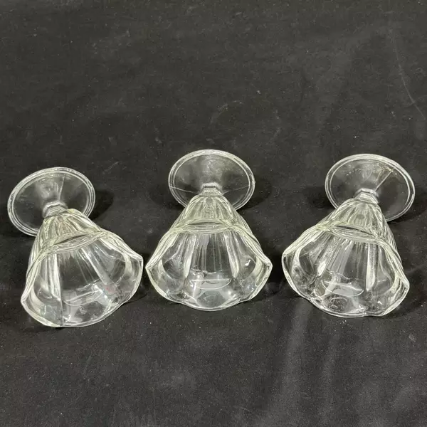 Lot of 3 Clear Glass Low Sherbet Dishes 4 Inch