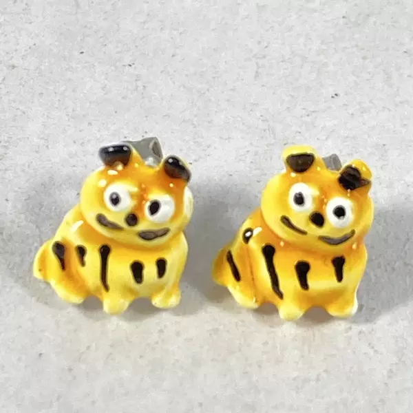 Tiny Enamel Tiger Stud Earrings