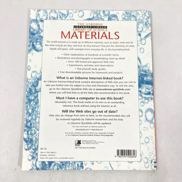 Usborne Library of Science Materials 2001 Paperback Book - Good Condition