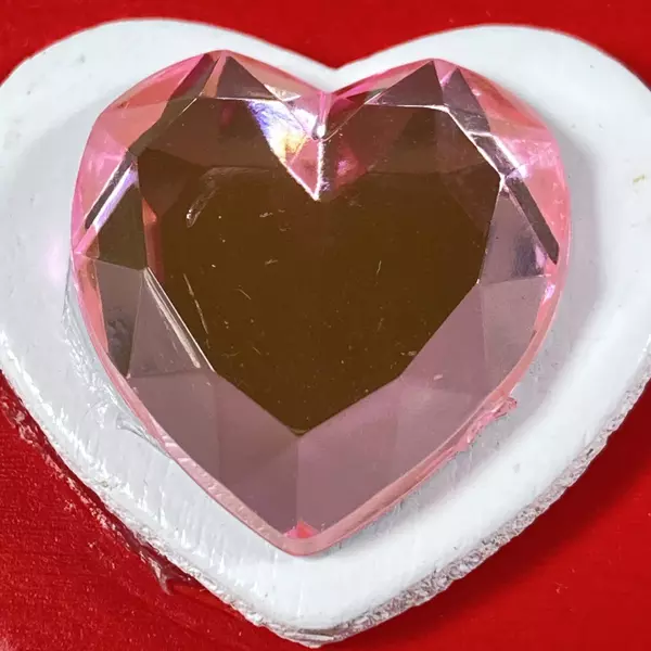 Vintage Wood & Rhinestone Heart Brooch & Earring Set - Charming Jewelry