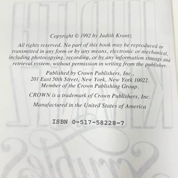 Scruples Two by Judith Krantz 1992 Hardcover Novel in Good Condition