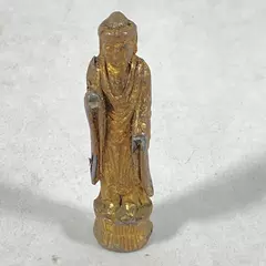 Vintage 2.25 Inch Gold Tone Pewter Buddha Figurine