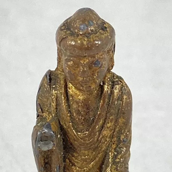 Vintage 2.25 Inch Gold Tone Pewter Buddha Figurine
