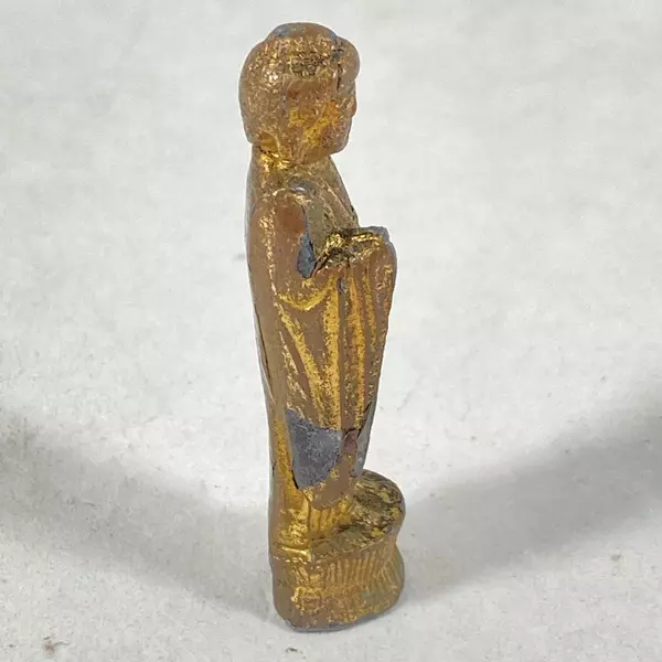 Vintage 2.25 Inch Gold Tone Pewter Buddha Figurine