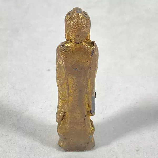 Vintage 2.25 Inch Gold Tone Pewter Buddha Figurine