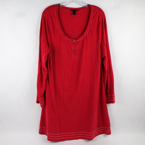 Soma Intimates Women's Large Red Long Sleeve Knee Length Night Gown