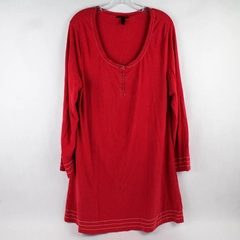 Soma Intimates Women's Large Red Long Sleeve Knee Length Night Gown