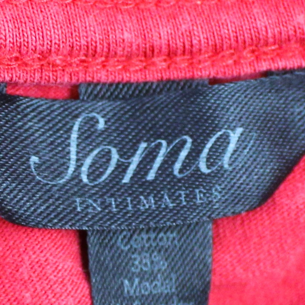 Soma Intimates Women's Large Red Long Sleeve Knee Length Night Gown