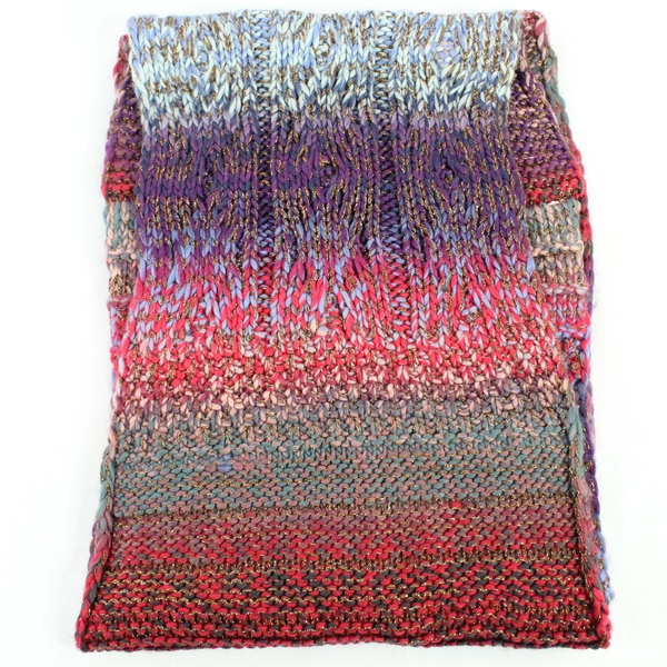 Indigo Soul Knit Infinity Scarf Shawl Pink Purple Metallic Wrap Acrylic Blend
