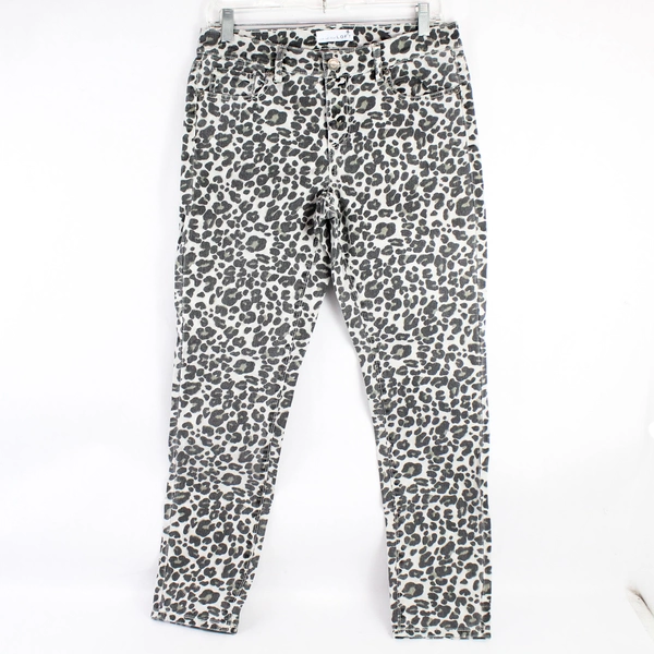 LOFT Modern Skinny Jeans Women's Size 26/2 Leopard Pattern Denim Gray
