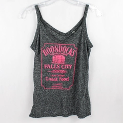 District Boondocks Women's Large Gray & Pink Spaghetti Strap Tank Top