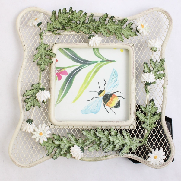 Lot of 3 Floral Garden-Themed Desk Photo Frames Varied Photo Sizes