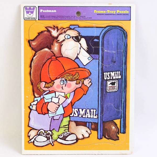 Vintage 1974 Whitman Postman Frame Tray Children's Puzzle Complete