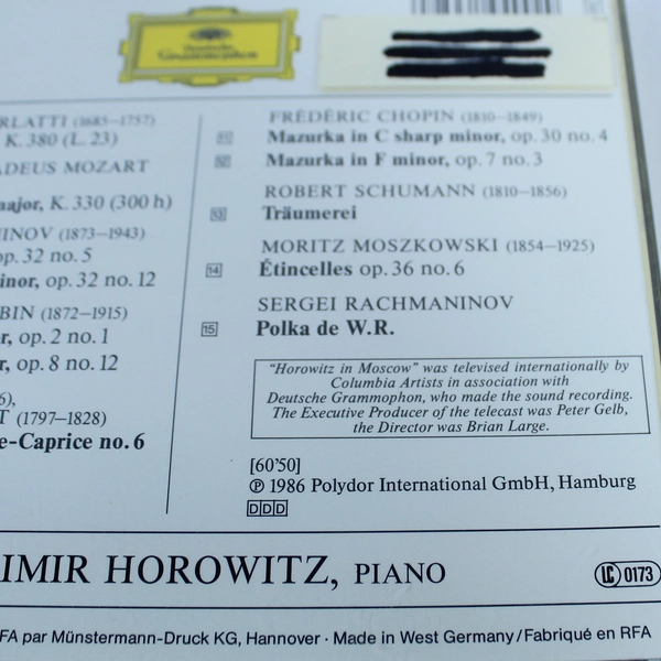 Horowitz in Moscow CD 1986 Digital Stereo DGG 4194991 Good Condition